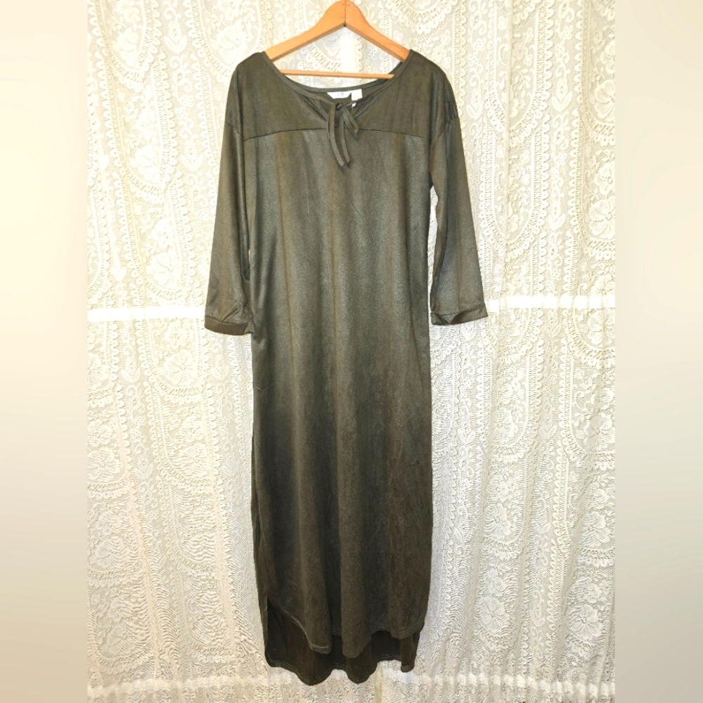Kaktus Dress, Olive Green Maxi Dress, Velvet Dress, Peasant Dress, Suede Dress